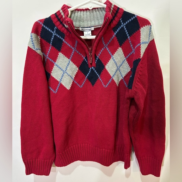 Hartstrings Red and Gray Argyle Boy’s SweaterSize 7 - Picture 3 of 4